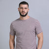 Deep Taupe Strips Shirt Plain T-Shirts Bushirt