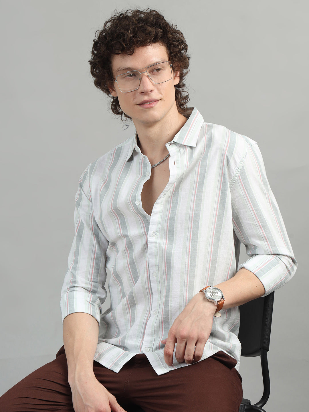 Sage Green Strips Shirt Stripes Shirt Bushirt