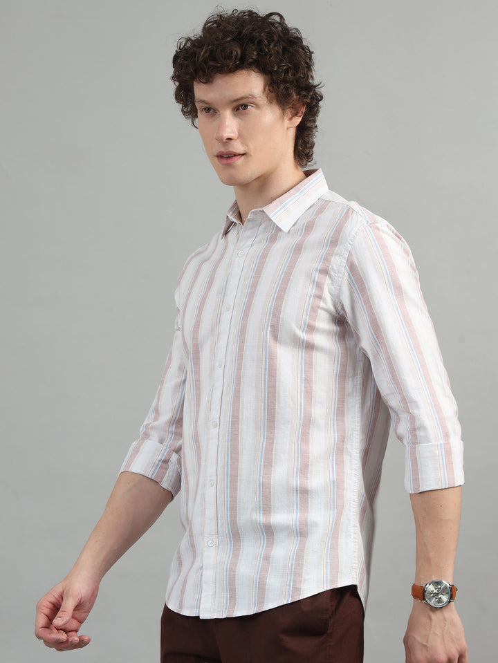 Tan Strips Shirt Stripes Shirt Bushirt