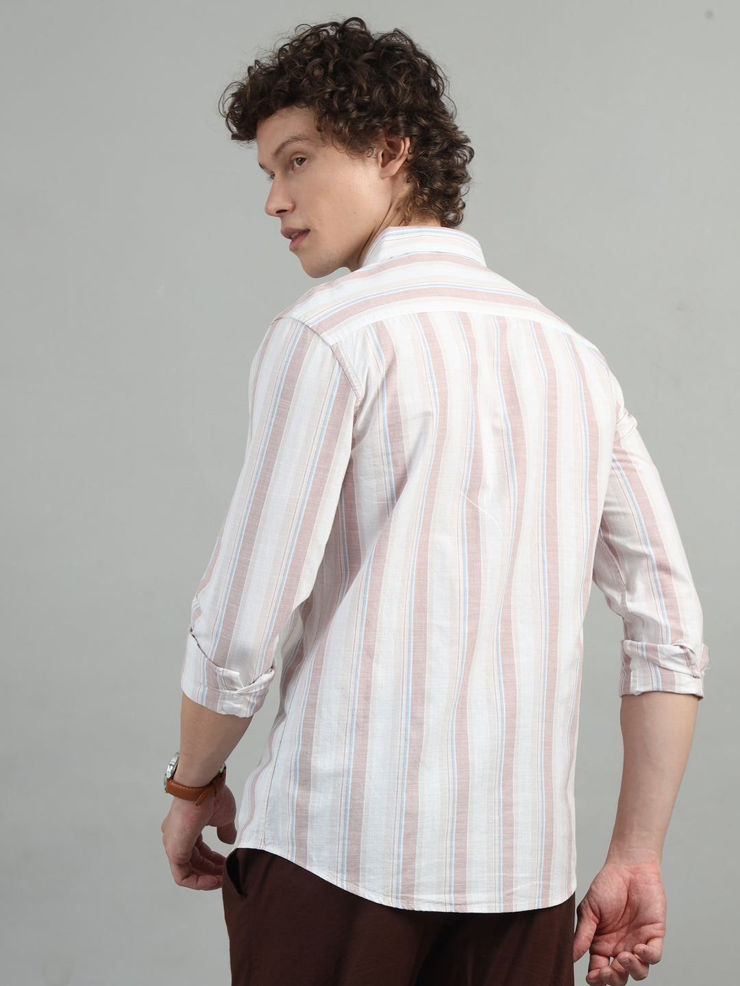 Tan Strips Shirt Stripes Shirt Bushirt