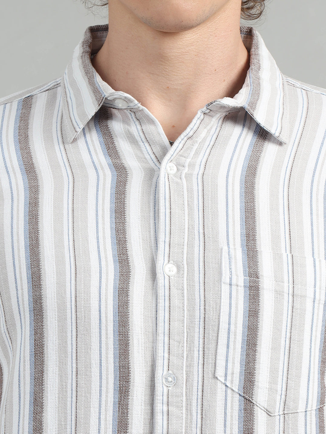 Tuscan Brown Strips Shirt Stripes Shirt Bushirt