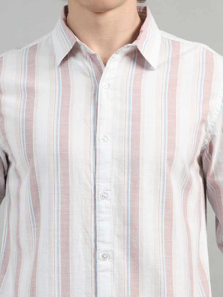 Tan Strips Shirt Stripes Shirt Bushirt