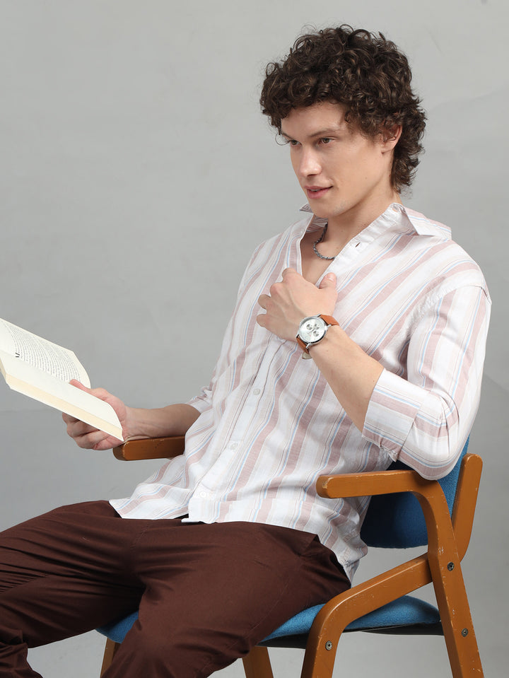 Tan Strips Shirt Stripes Shirt Bushirt