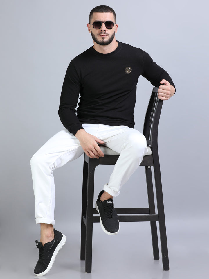 Acrylic Black Solid Sweatshirt Sweatshirt Bushirt