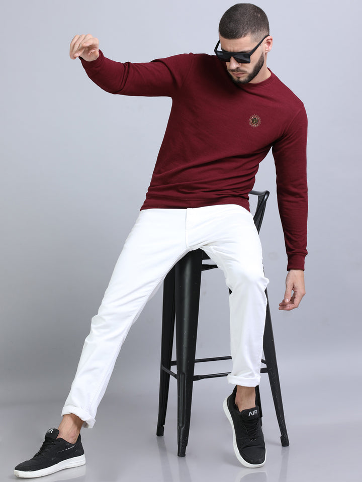 Acrylic Wine Solid Sweatshirt Sweatshirt Bushirt