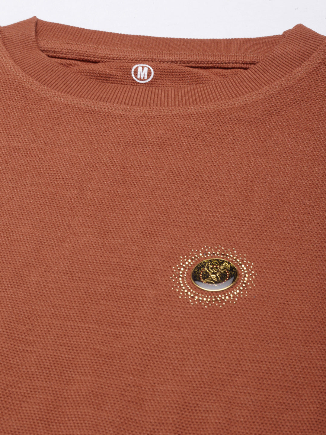 Acrylic Saddle Brown Solid Sweatshirt Sweatshirt Bushirt