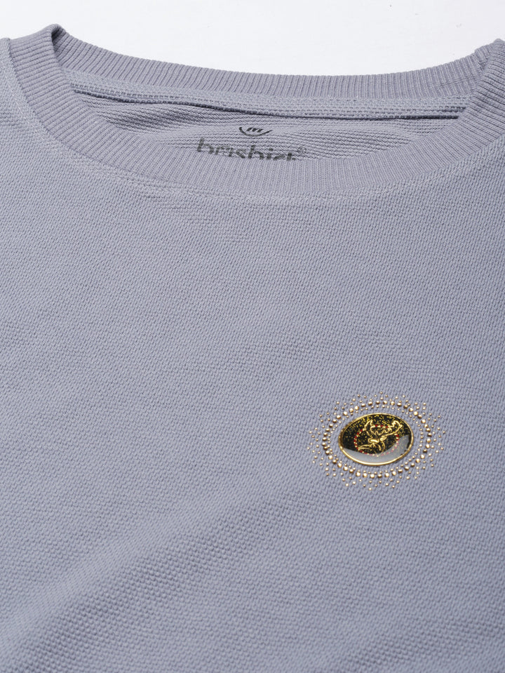 Acrylic Stardust Blue Solid Sweatshirt Sweatshirt Bushirt