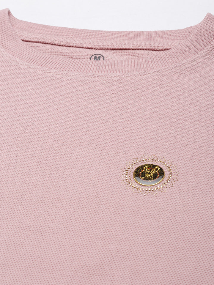 Acrylic Pastel Peach Solid Sweatshirt Sweatshirt Bushirt