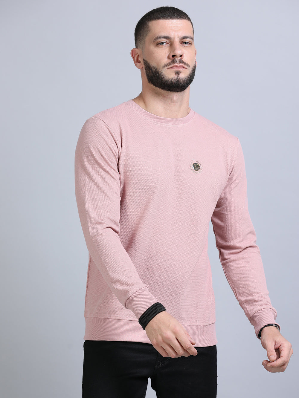 Acrylic Pastel Peach Solid Sweatshirt Sweatshirt Bushirt   