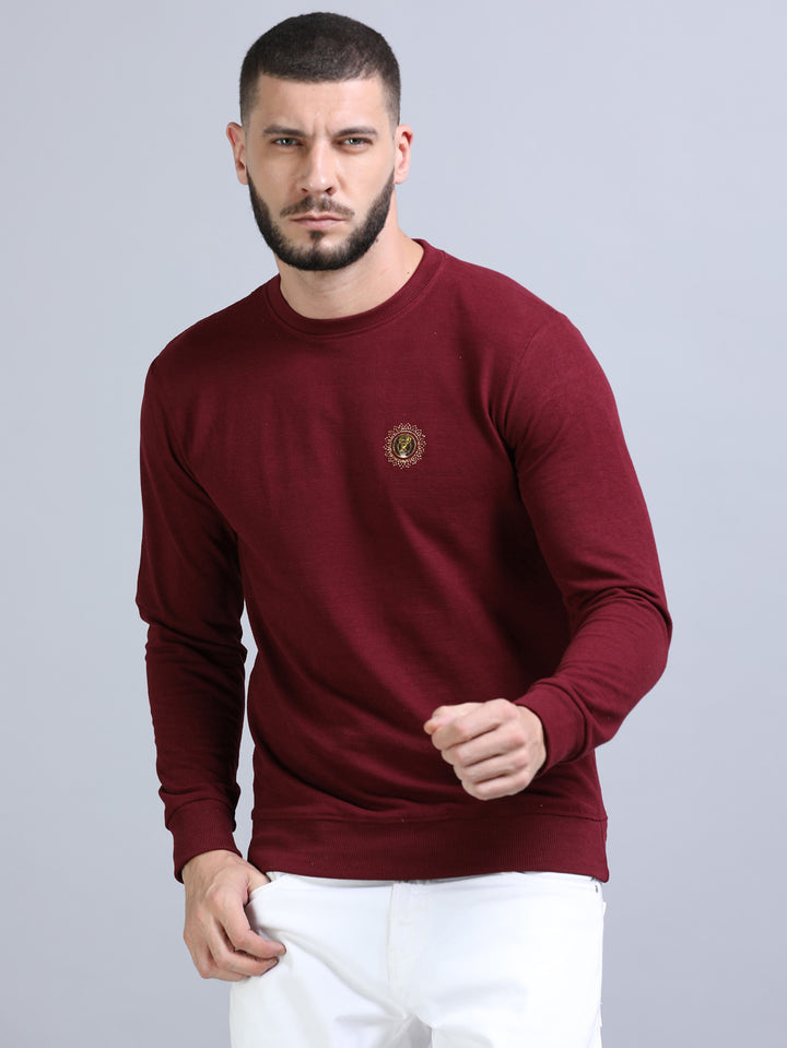 Acrylic Wine Solid Sweatshirt Sweatshirt Bushirt