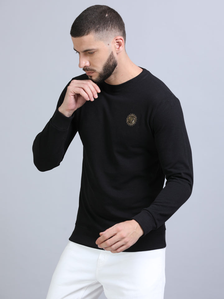 Acrylic Black Solid Sweatshirt Sweatshirt Bushirt