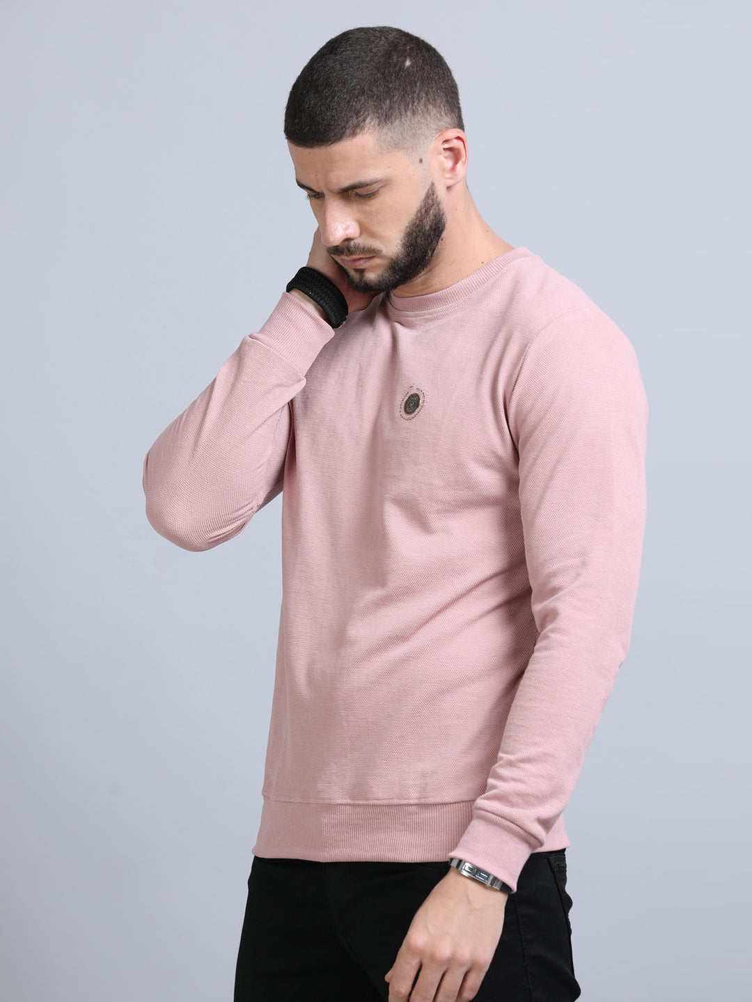 Acrylic Pastel Peach Solid Sweatshirt Sweatshirt Bushirt