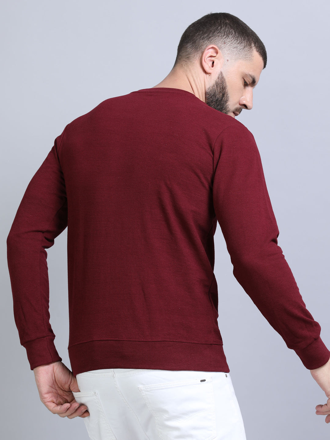 Acrylic Wine Solid Sweatshirt Sweatshirt Bushirt