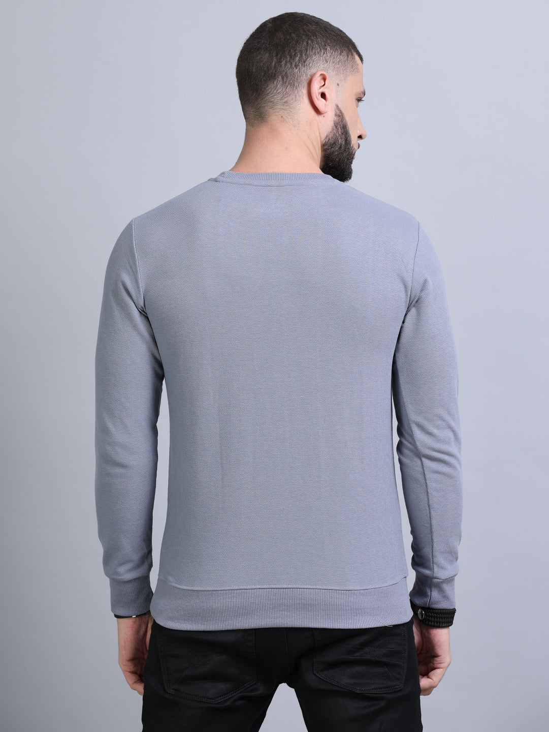 Acrylic Stardust Blue Solid Sweatshirt Sweatshirt Bushirt