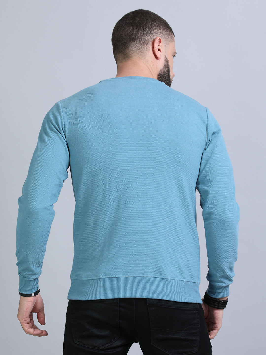 Acrylic Turkish Blue Solid Sweatshirt Sweatshirt Bushirt