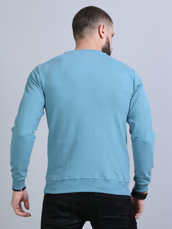 Acrylic Turkish Blue Solid Sweatshirt Sweatshirt Bushirt