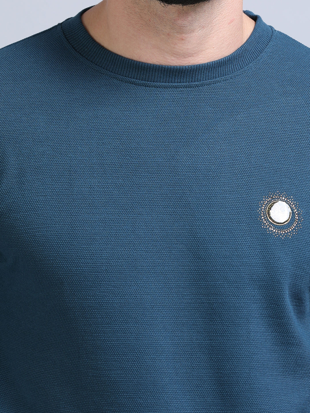 Acrylic Teal Green Solid Sweatshirt Sweatshirt Bushirt