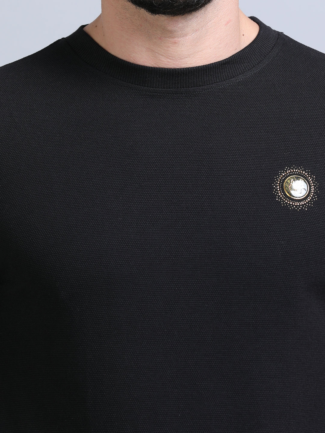 Acrylic Black Solid Sweatshirt Sweatshirt Bushirt