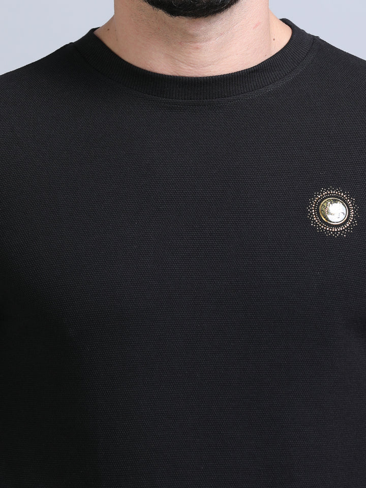 Acrylic Black Solid Sweatshirt Sweatshirt Bushirt