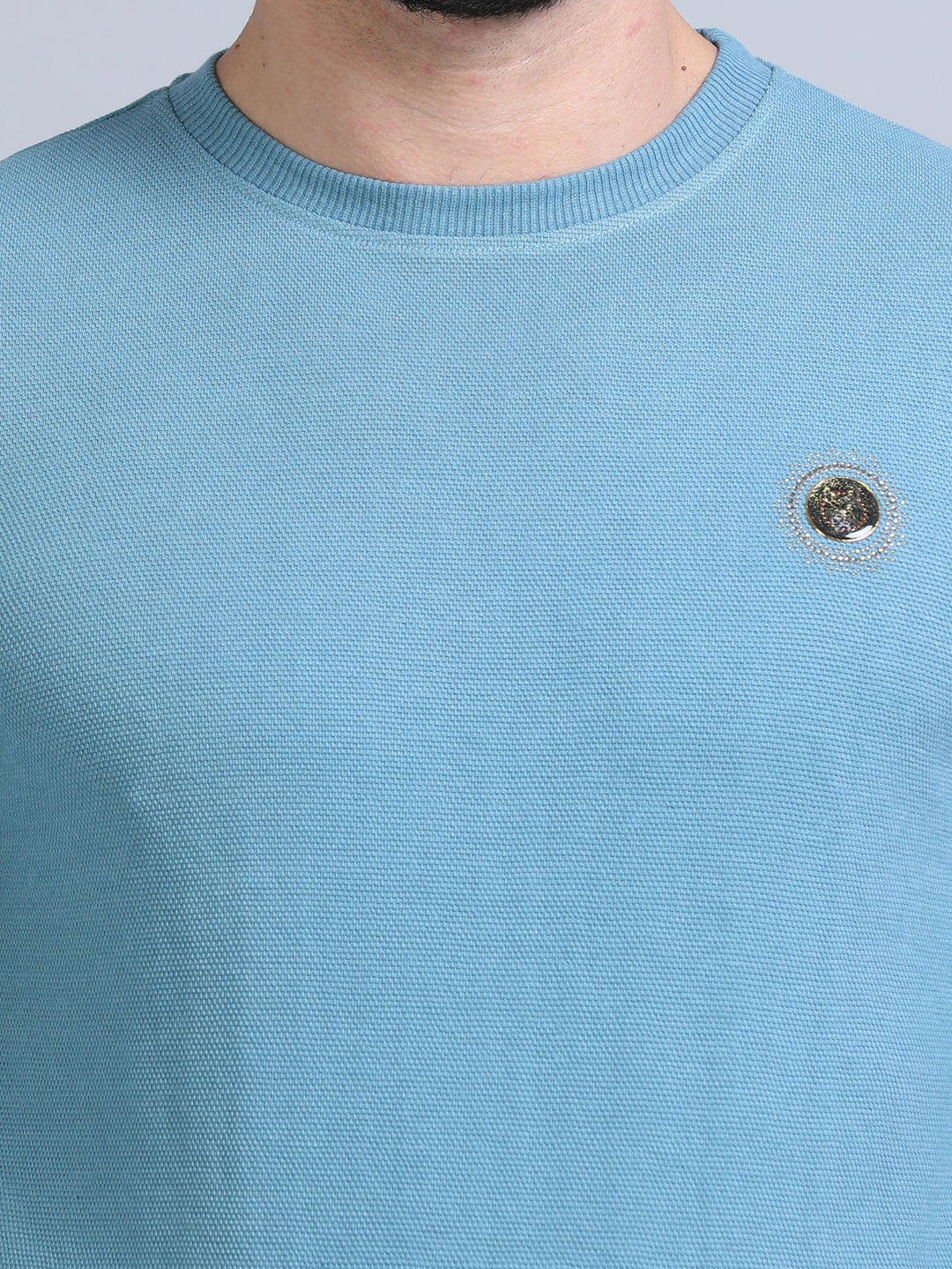 Acrylic Turkish Blue Solid Sweatshirt Sweatshirt Bushirt