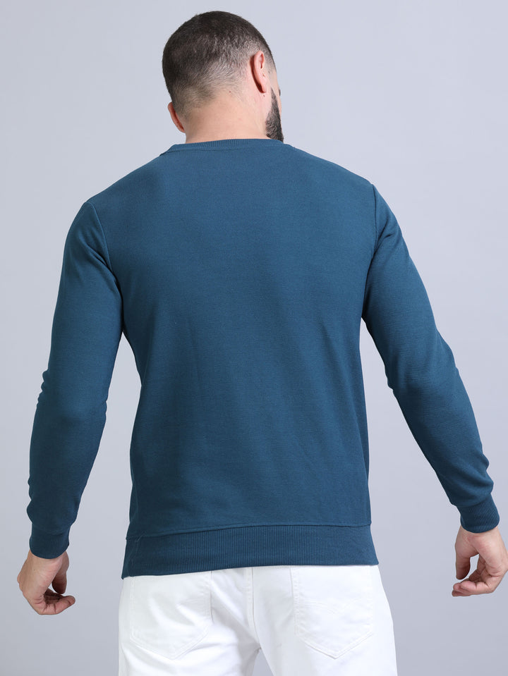 Acrylic Teal Green Solid Sweatshirt Sweatshirt Bushirt