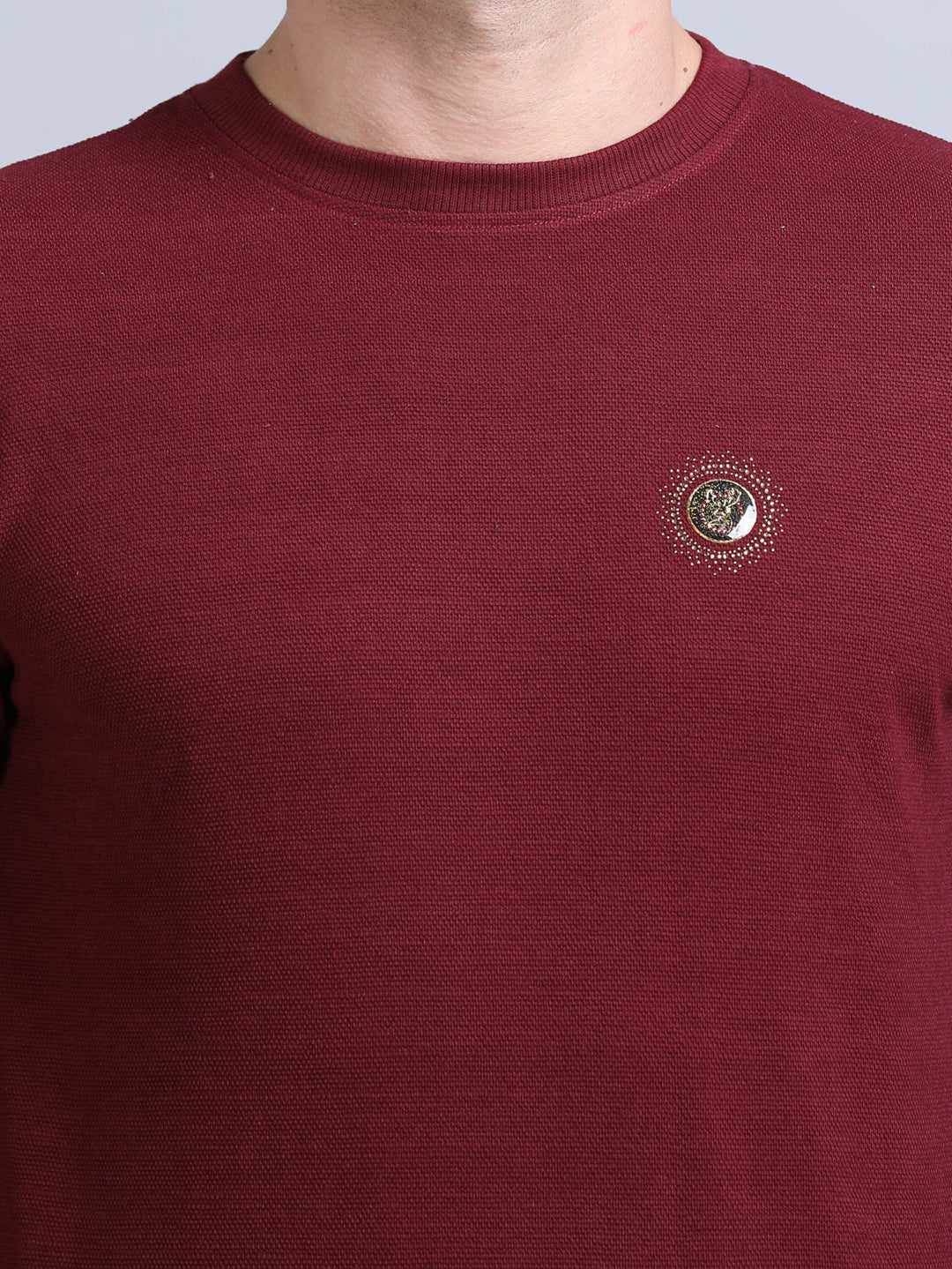 Acrylic Wine Solid Sweatshirt Sweatshirt Bushirt