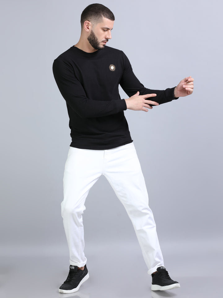 Acrylic Black Solid Sweatshirt Sweatshirt Bushirt