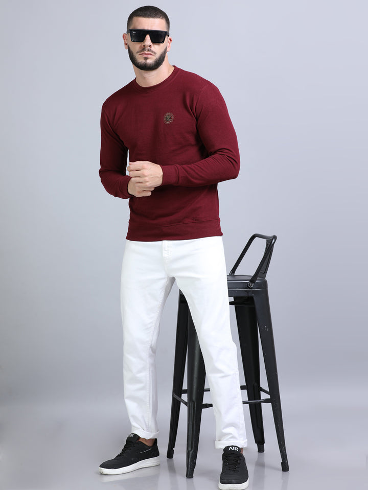 Acrylic Wine Solid Sweatshirt Sweatshirt Bushirt