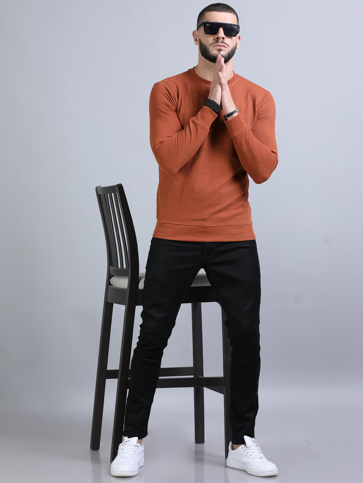 Acrylic Saddle Brown Solid Sweatshirt Sweatshirt Bushirt