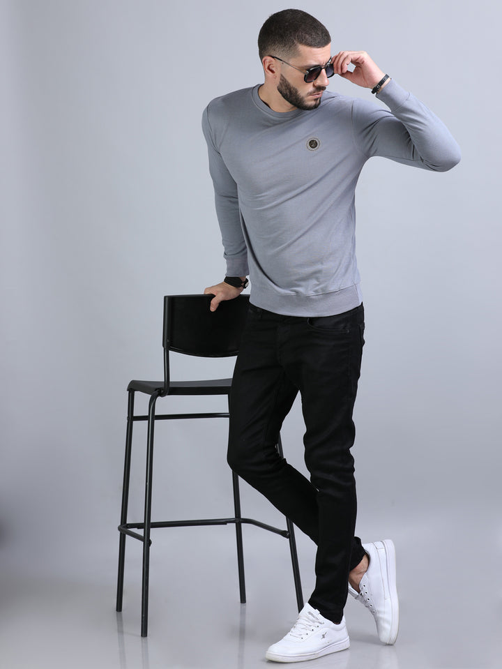 Acrylic Stardust Blue Solid Sweatshirt Sweatshirt Bushirt