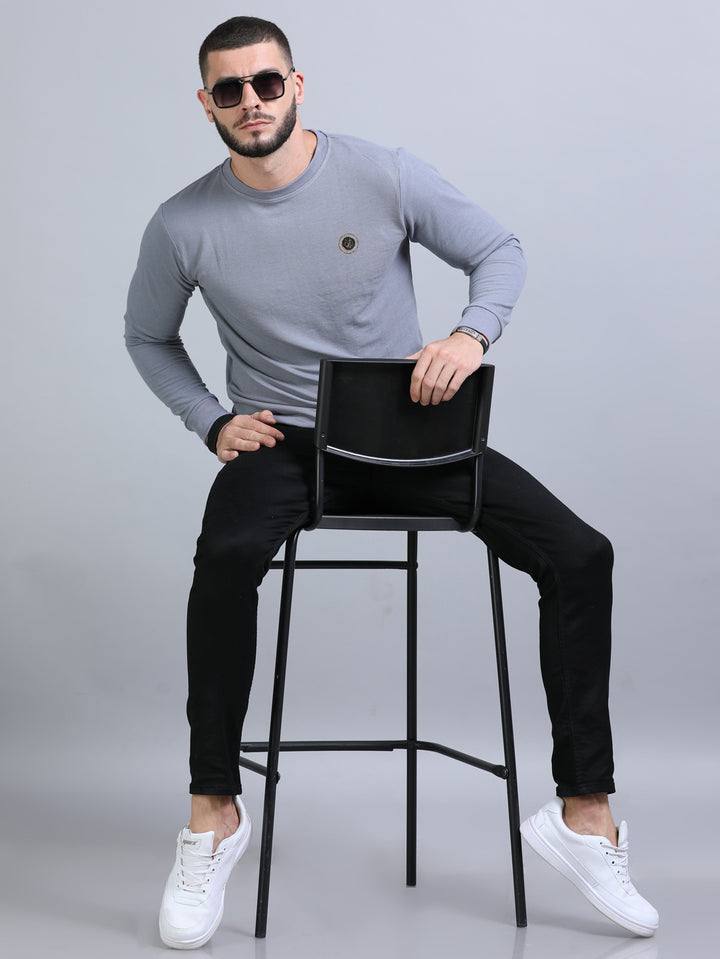 Acrylic Stardust Blue Solid Sweatshirt Sweatshirt Bushirt