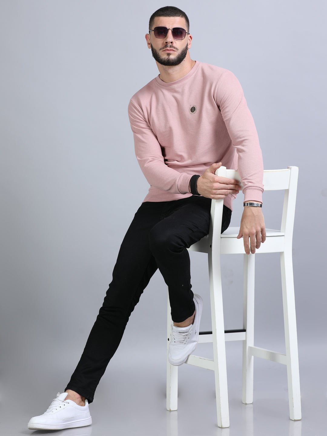 Acrylic Pastel Peach Solid Sweatshirt Sweatshirt Bushirt