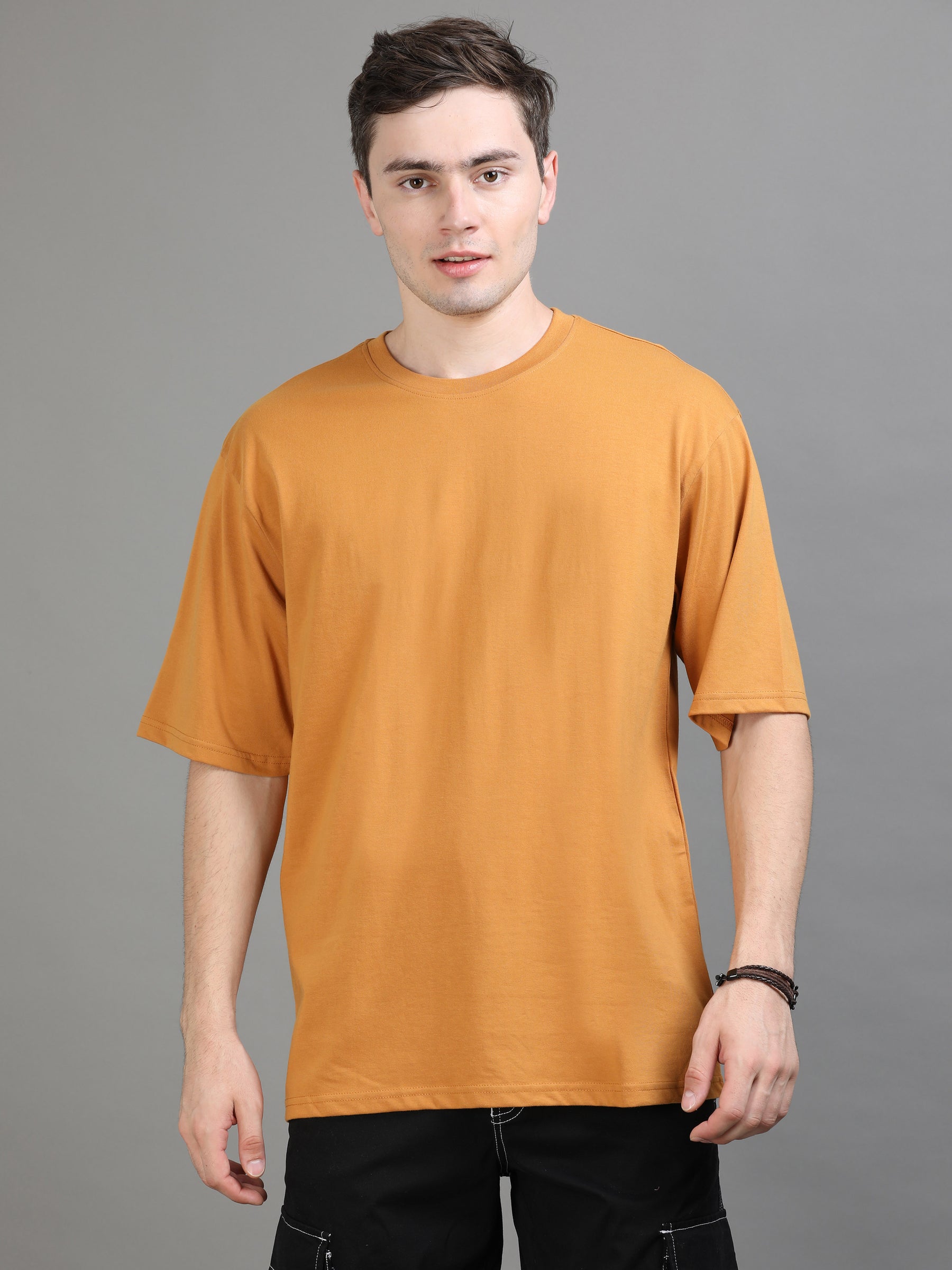 Tan Oversize Solid T-Shirt Oversize T-Shirt Bushirt