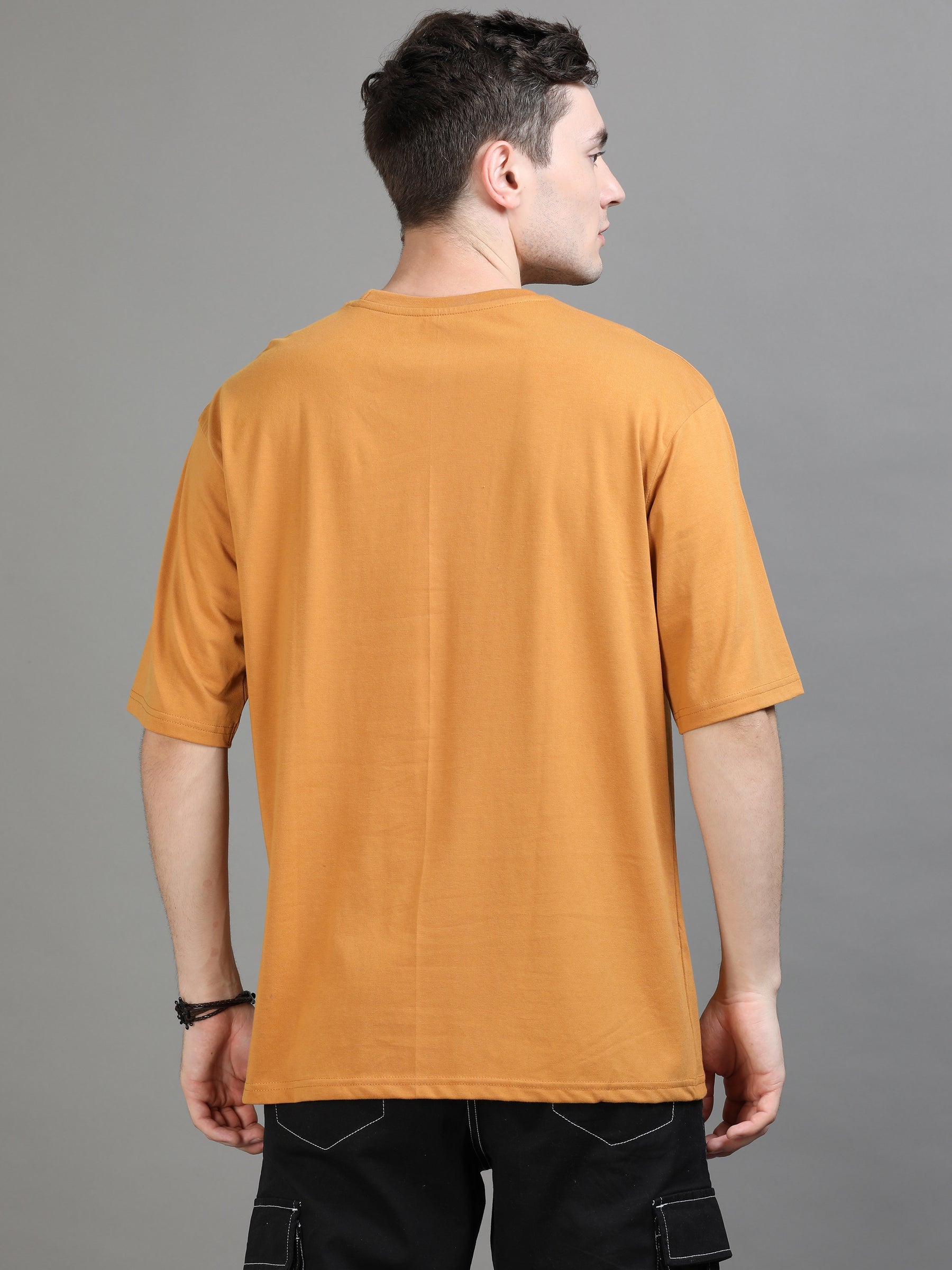 Tan Oversize Solid T-Shirt Oversize T-Shirt Bushirt