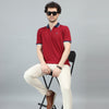Deep Red V-Neck Polo T-Shirt Polo Tees Bushirt