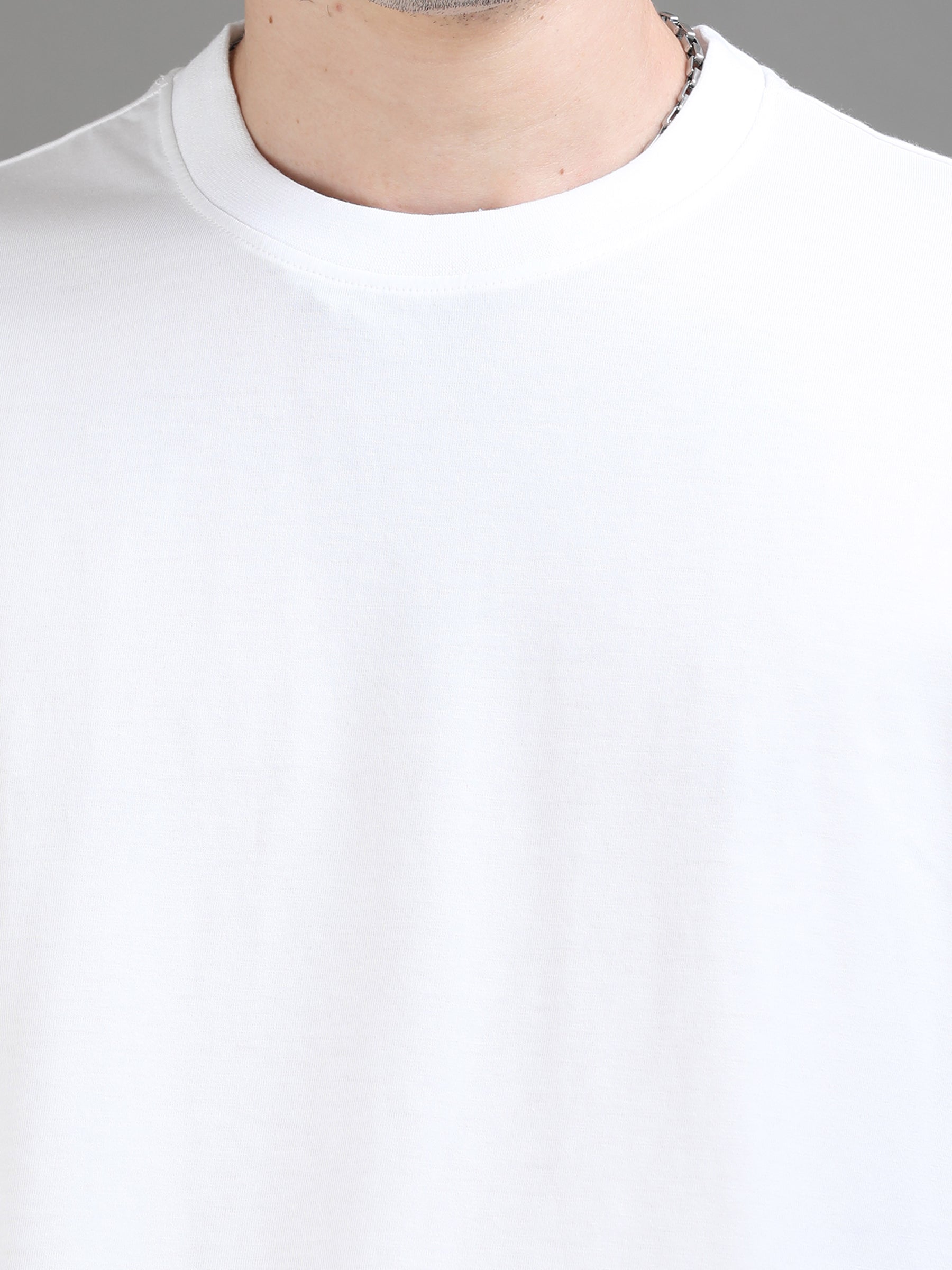 White Oversize Solid T-Shirt Oversize T-Shirt Bushirt
