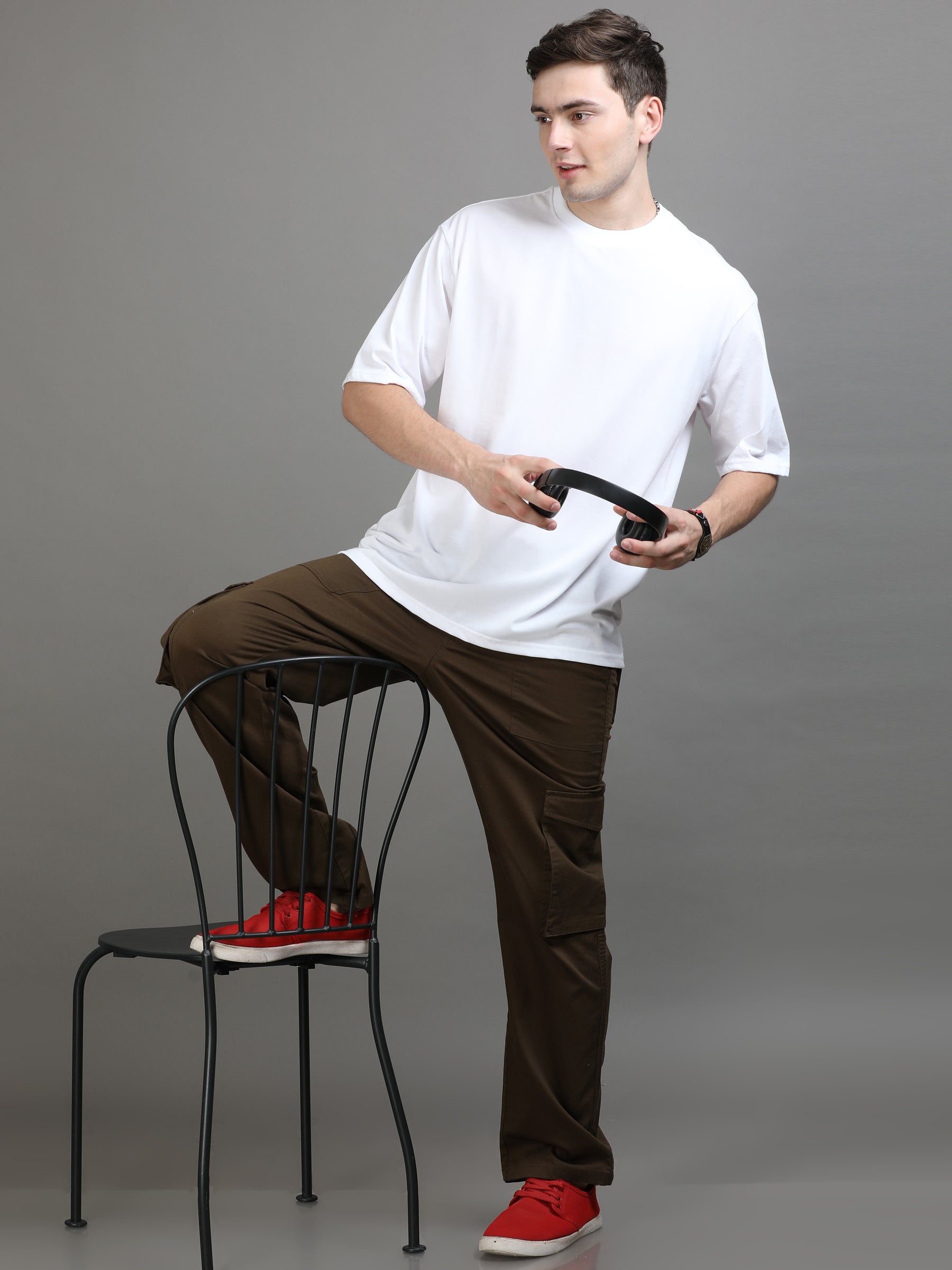 White Oversize Solid T-Shirt Oversize T-Shirt Bushirt