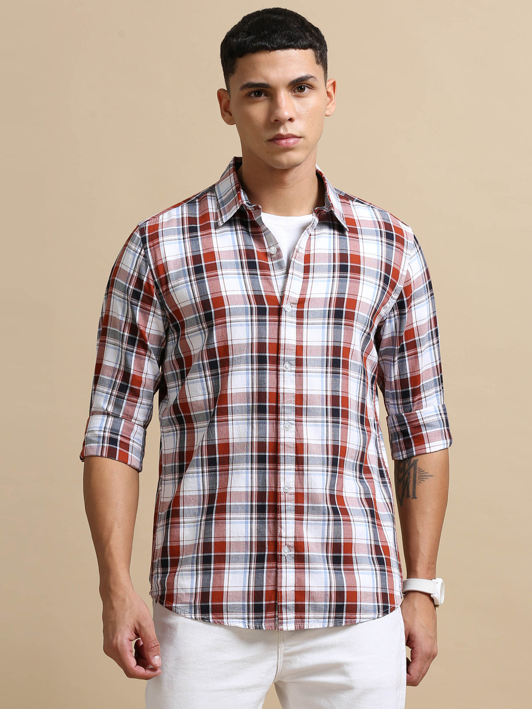 Cannon Brick Red Checks Shirt Checks Shirt Bushirt