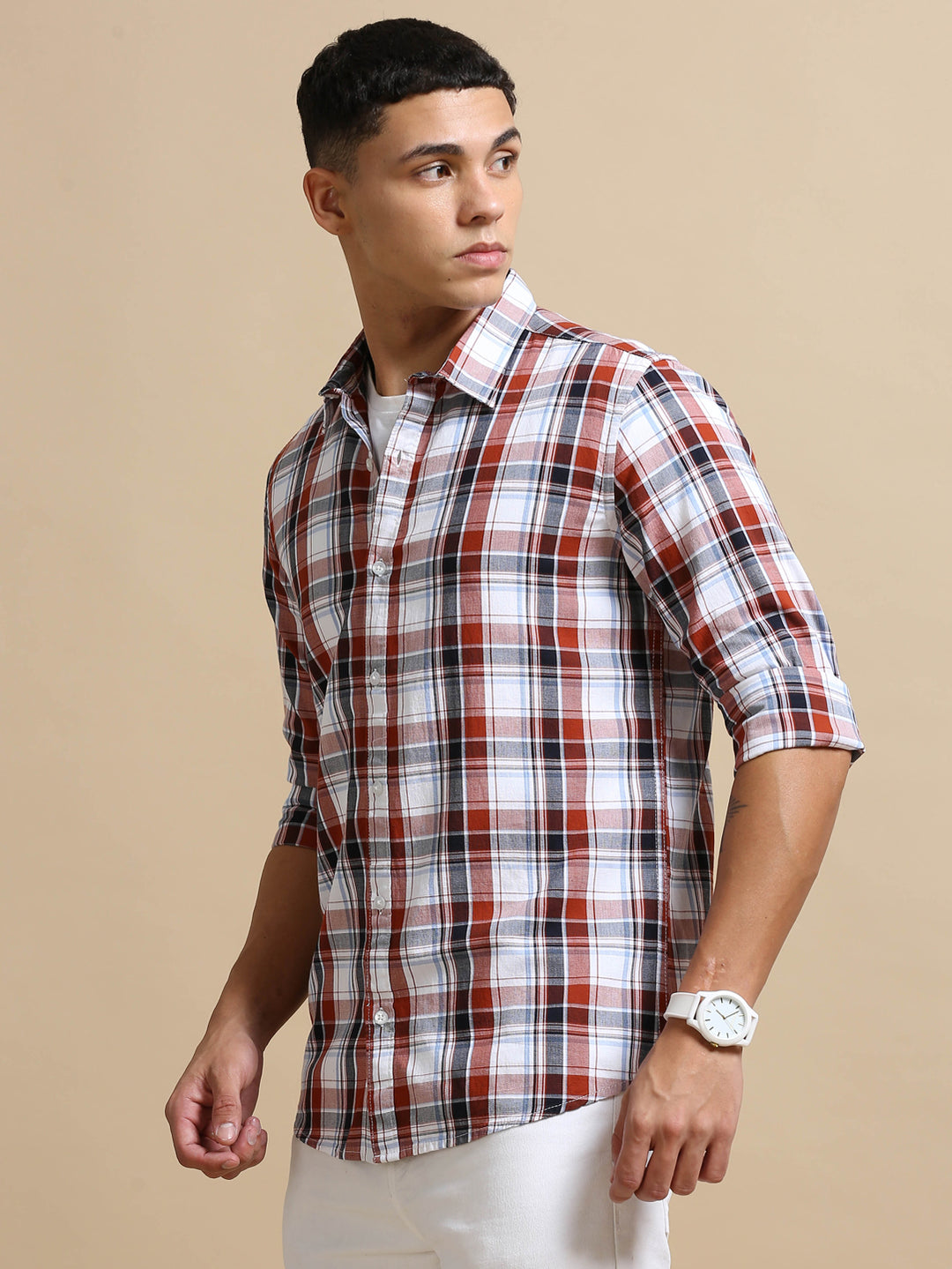 Cannon Brick Red Checks Shirt Checks Shirt Bushirt