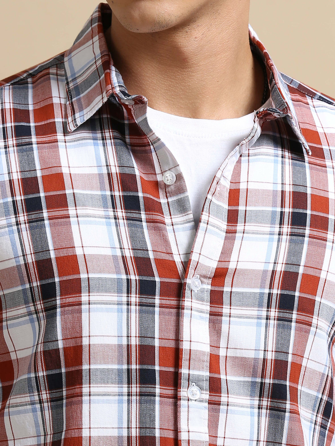 Cannon Brick Red Checks Shirt Checks Shirt Bushirt