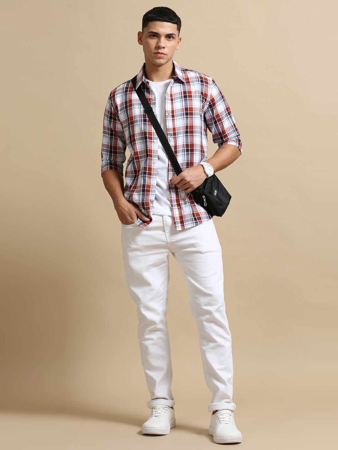 Cannon Brick Red Checks Shirt Checks Shirt Bushirt