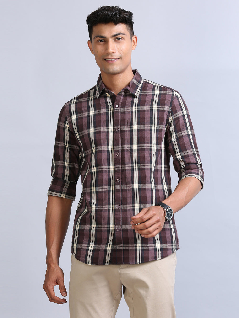 Wale Quadrey Tuscan Brown Checks Shirt Checks Shirt Bushirt