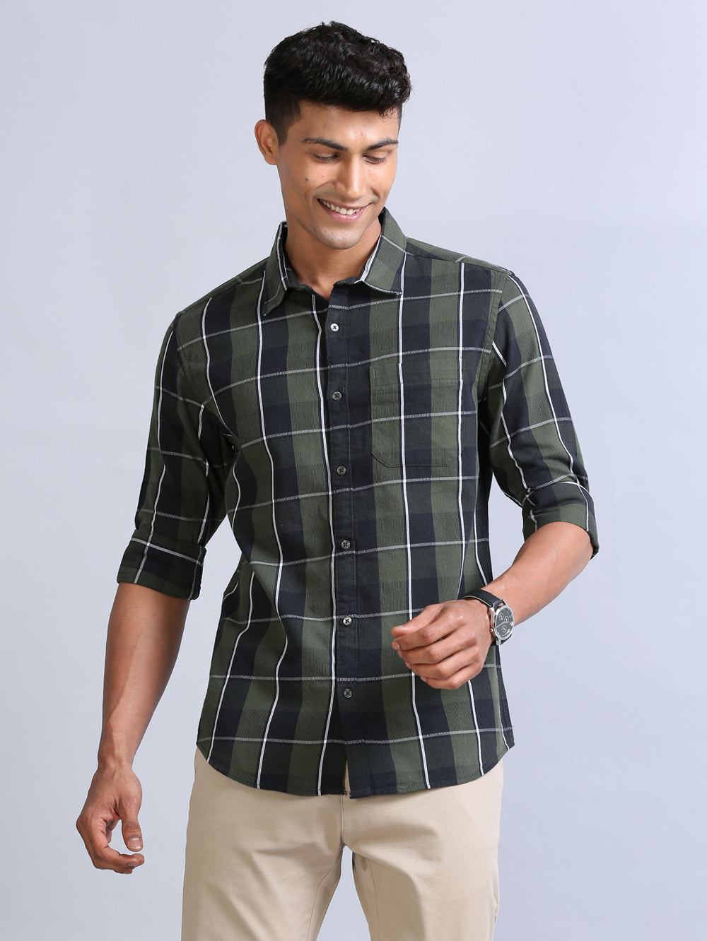 Wale Quadrey Dark Green Checks Shirt Checks Shirt Bushirt