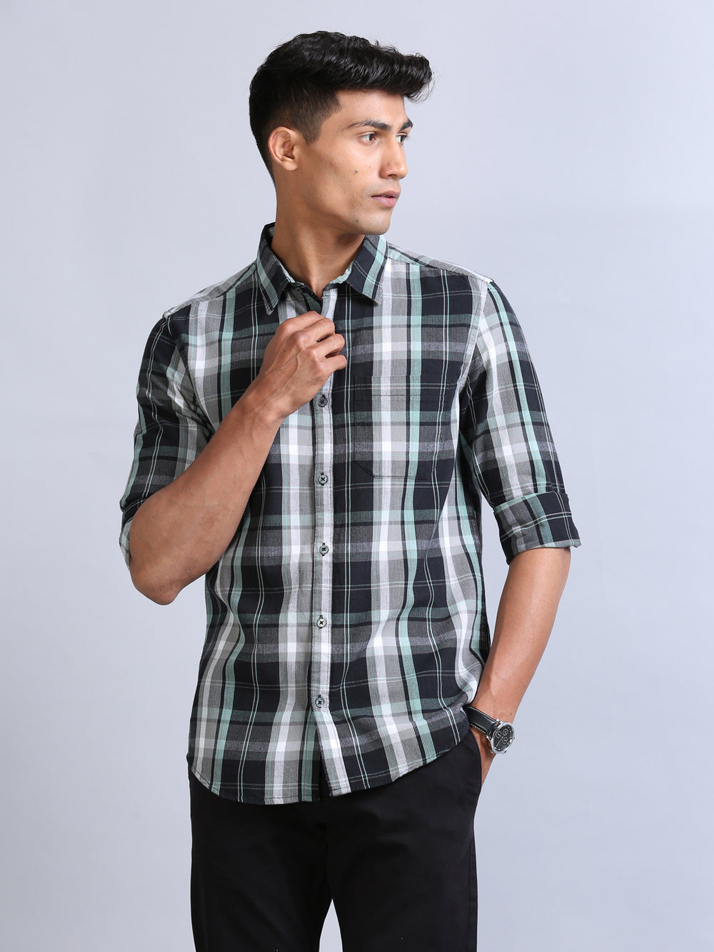 Wale Quadrey Black Checks Shirt Checks Shirt Bushirt
