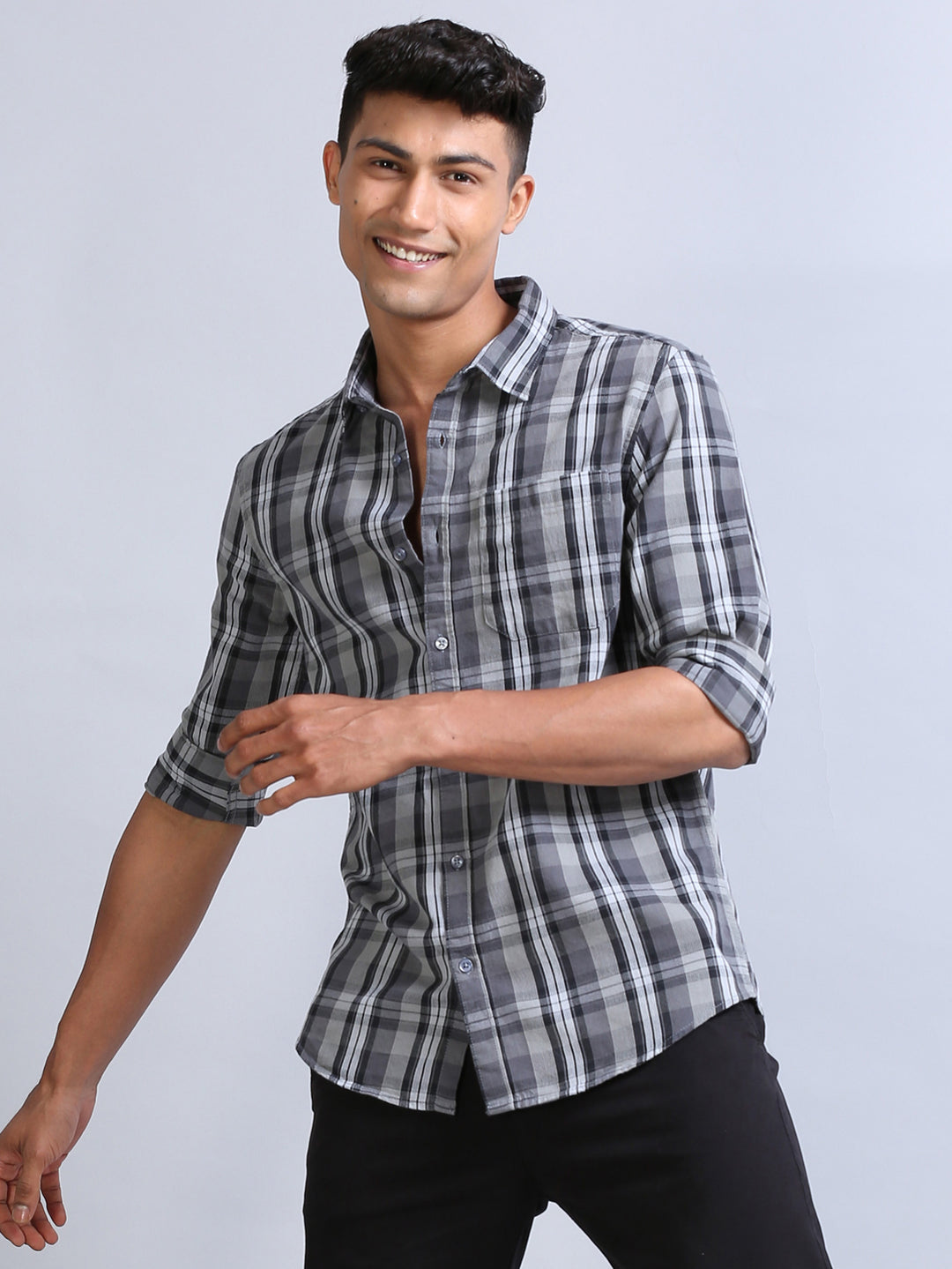 Wale Quadrey Ash Grey Checks Shirt Checks Shirt Bushirt