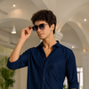Navy Blue Regular Fit Corduroy Shirt corduroy Shirt Bushirt
