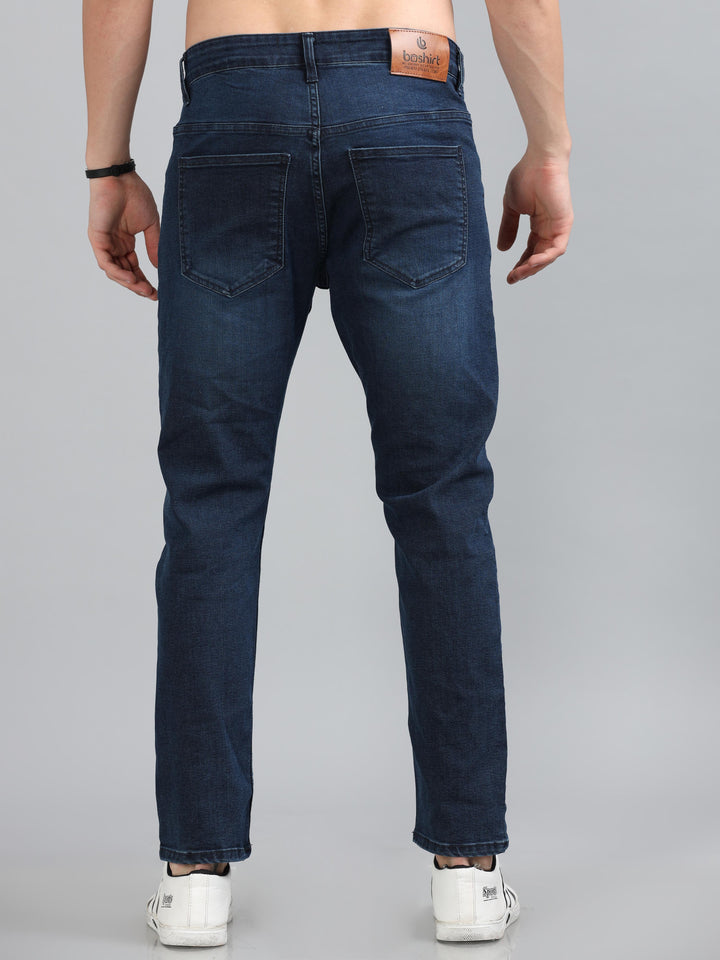 Dark Blue Solid Slim Fit Jeans Jeans Bushirt