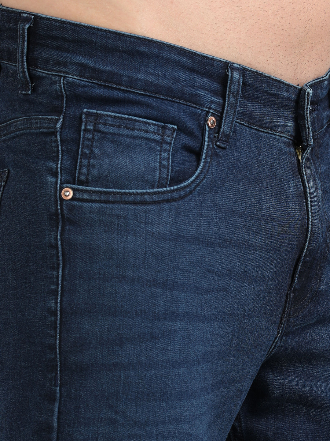 Dark Blue Solid Slim Fit Jeans Jeans Bushirt