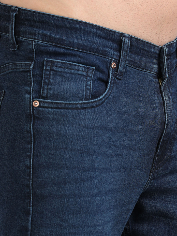 Dark Blue Solid Slim Fit Jeans Jeans Bushirt