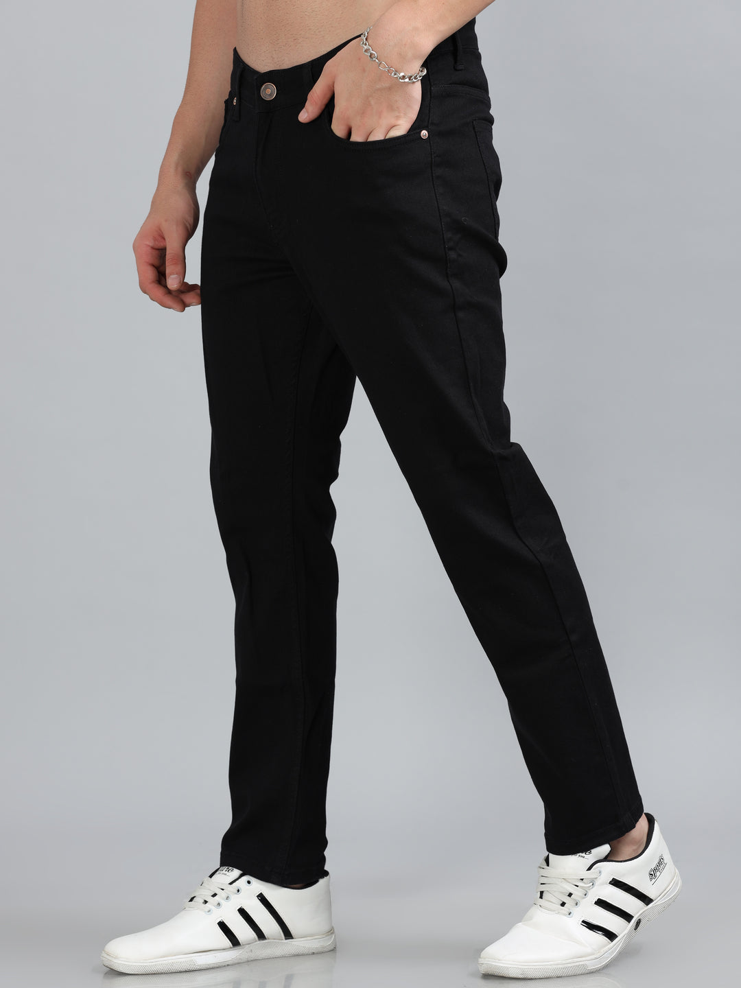 Black Solid Slim Fit Jeans Jeans Bushirt